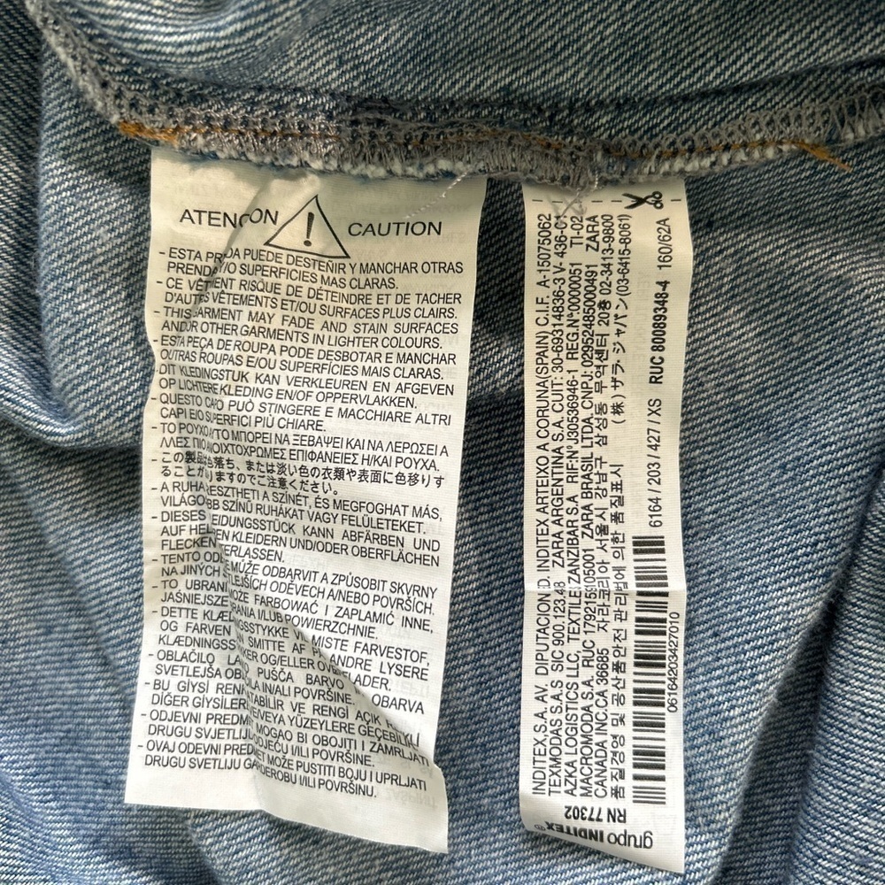 Zara Blue Denim Small Shacket Shirt Jacket Long Sleeve Snap Pockets Women’s NEW - Picture 8 of 10